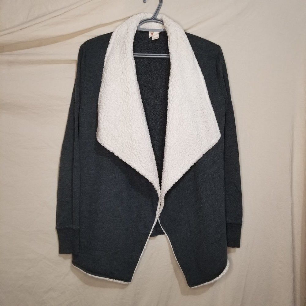 MOSSIMO Faux Fur Open Cardigan LS Grey XS